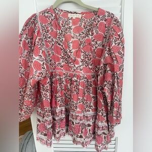 MAREA by Liz Joy - Pink/White/Brown Floral Top